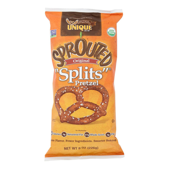 Unique Pretzels: Original Sprouted Grain Pretzels (8oz, Pack of 12) - Crunchy, Nutritious Snack