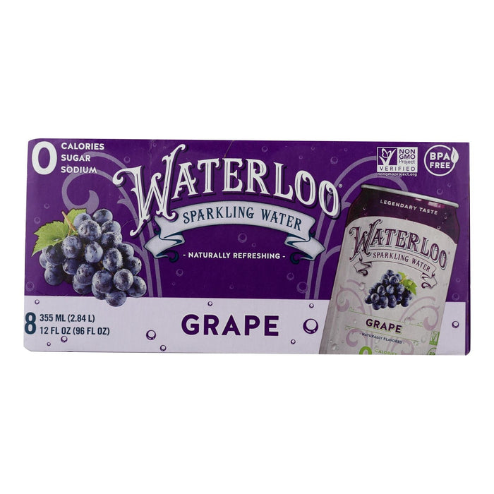 Waterloo Sparkling Grape Water (Pack of 3 - 8/12 fl oz Bottles)