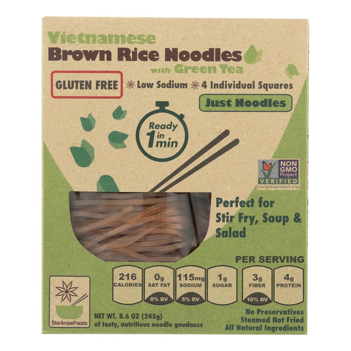 Star Anise Foods Brown Rice Vietnamese Noodles with Organic Green Tea (Pack of 6) - 8.6 Oz