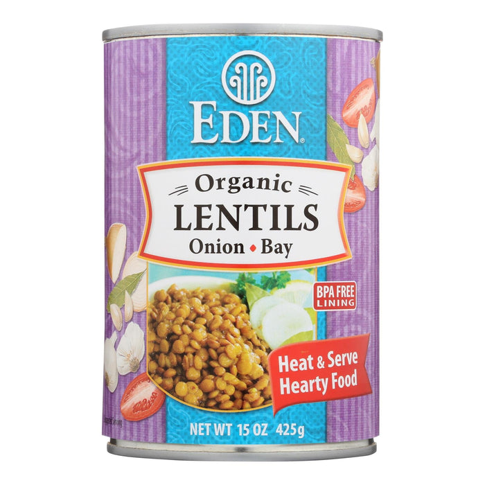 Organic Eden Lentils with Onion, Bay Leaf, and Black Pepper - 15 Oz. (Pack of 12)