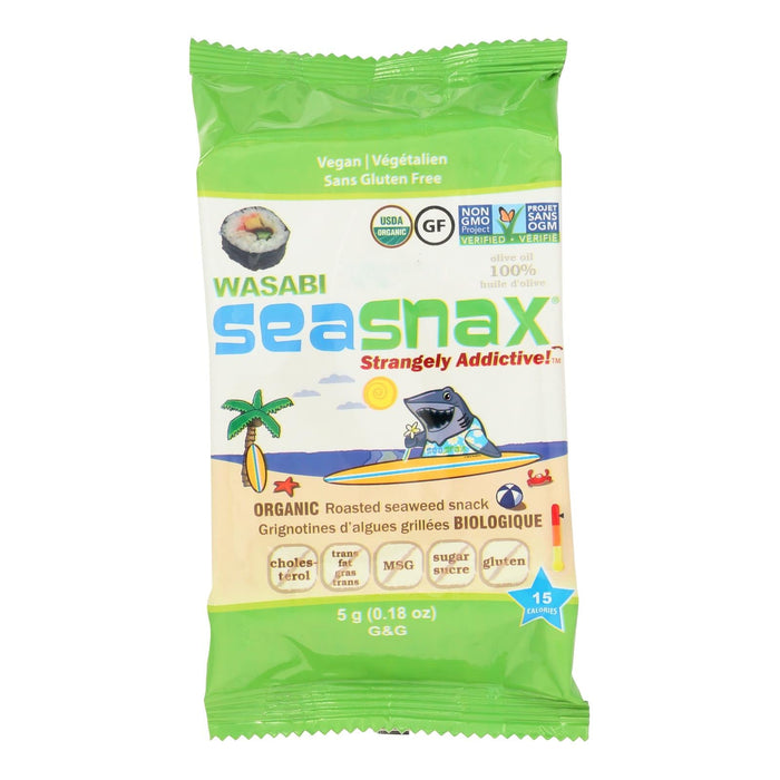 Seasnax Wasabi Premium Roasted Seaweed Snacks (Pack of 24) - 0.18 Oz. Per Pack