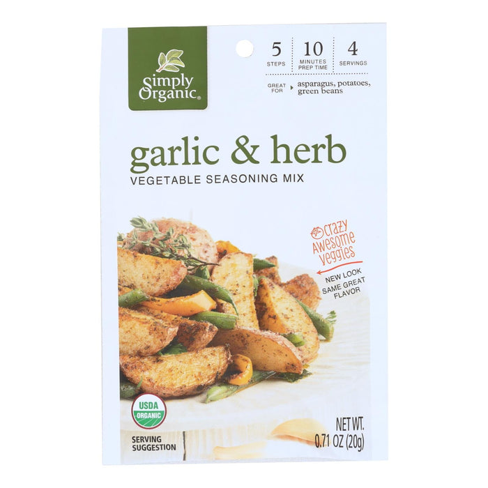 Simply Organic Garlic and Herb Vegetable Seasoning Mix, Organic, .71 Oz, Case of 12