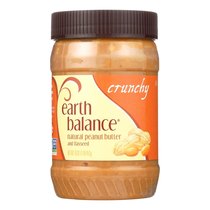 Earth Balance Crunchy Peanut Butter with Flaxseed, 16 Oz. (Pack of 12)
