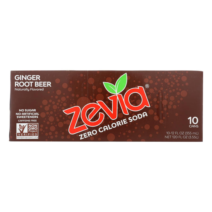 Zevia Zero Calorie Ginger Root Beer Soda (Case of 2 - 12 Fl Oz Bottles)