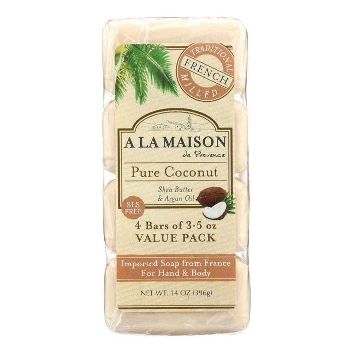 A La Maison Coconut Infused Moisturizing Bar Soap, 3.5 Oz. (Pack of 4)