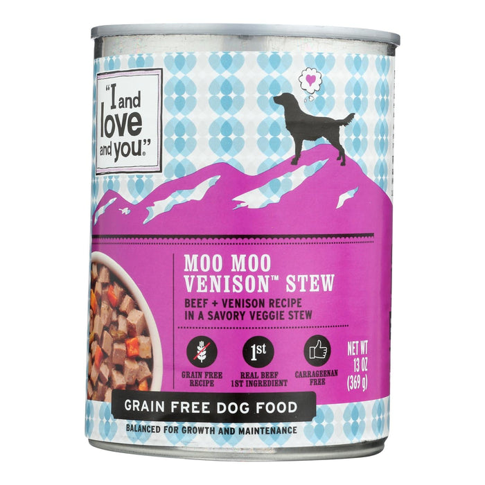 I and Love and You Dog Canned Food MooMoo Venison Stew, 13 Oz. (Pack of 12)