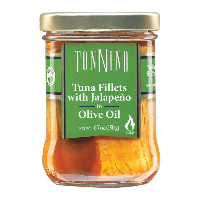 Tonnino Premium Wild Caught Tuna Fillets Infused with Zesty Jalapeno in Olive Oil (Pack of 6 - 6.7 Oz.)