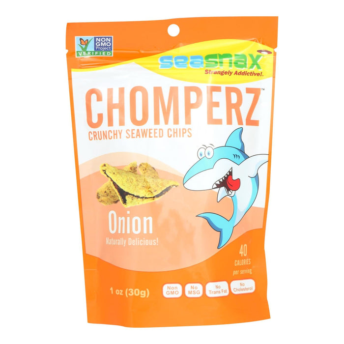 Seasnax Chomperz: Savory Onion Crunchy Seaweed Chips (Pack of 8)