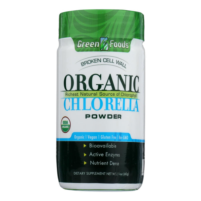 Organic Green Foods Chlorella Powder Supplement (2.1 Oz.)