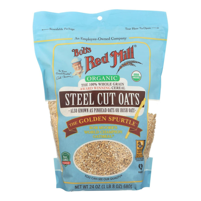 Bob's Red Mill Organic Steel Cut Oatmeal, 24oz Bag (Pack of 4)