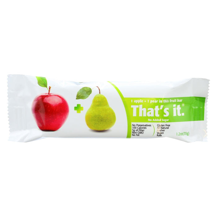 That's It Apple and Pear Fruit Bars - Case of 12 - 1.2 oz Each