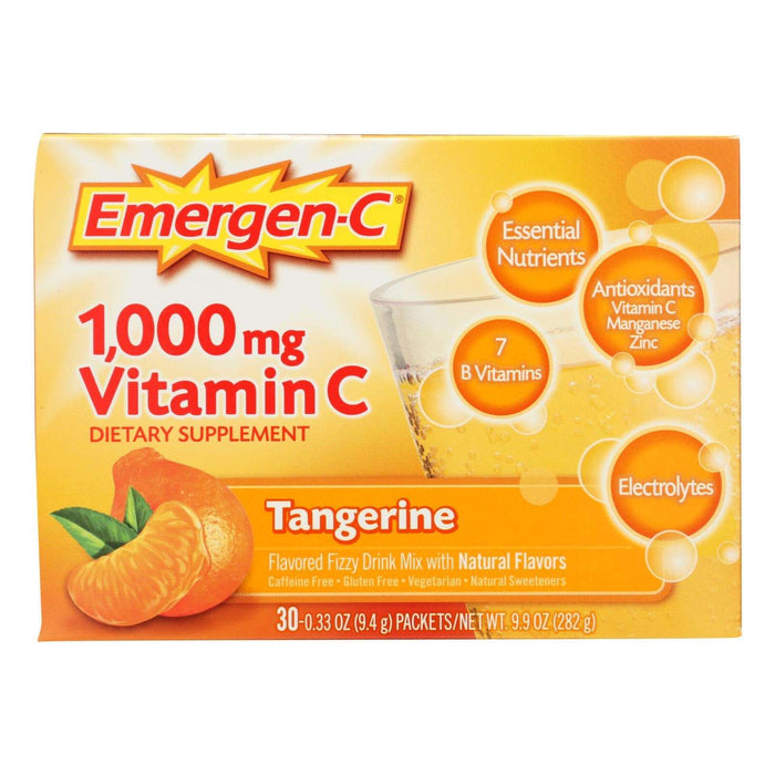 Alacer Emergen-C 1000mg Vitamin C Fizzy Drink Mix Tangerine, 30 Count