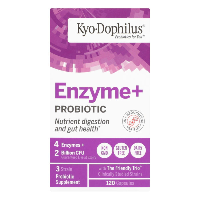 Kyolic Kyo-dophilus Probiotics Plus Enzymes - Enhanced Digestive Support with 60 Billion CFUs and Enzymes - 120 Capsules
