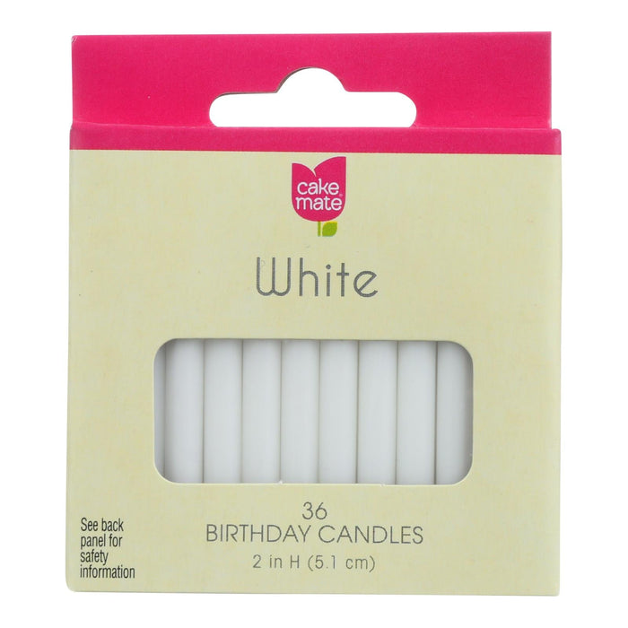 Cake Mate Round Birthday Candles - White, 2" x 3/16", 36 Count, Case of 12