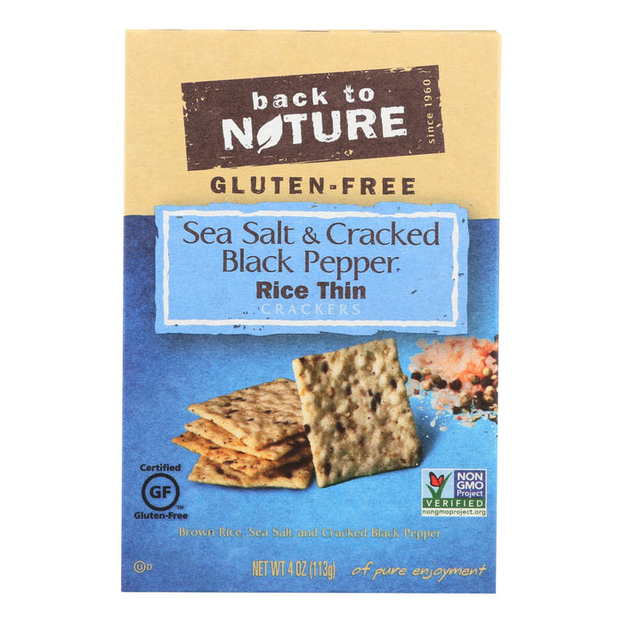 Back To Nature Rice Crackers - Sea Salt and Cracked Black Pepper (4 Oz., Pack of 12)