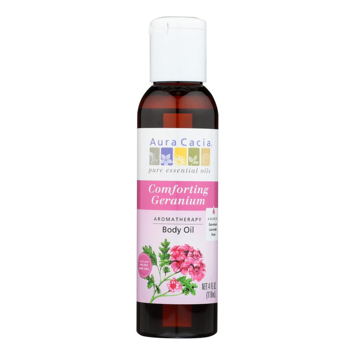 Aura Cacia Comforting Geranium Aromatherapy Body Oil, 4 Fl Oz