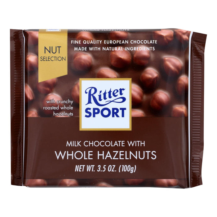 Ritter Sport Milk Chocolate Whole Hazelnuts (Pack of 10) - 3.5 Oz Bars