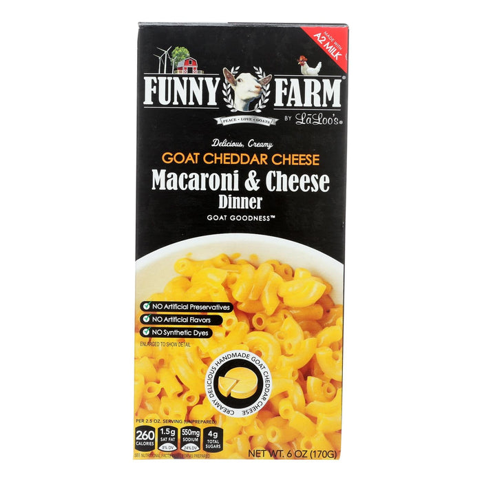 Funny Farm La Loo's Temperature Controlled Goat Cheddar Macaroni & Cheese (Pack of 8 - 6 Oz.)