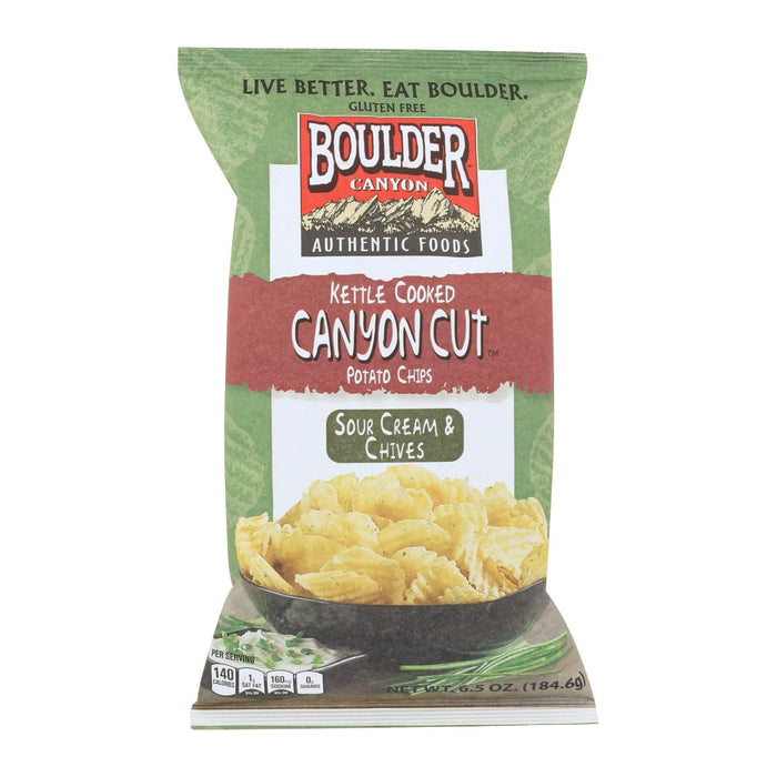 Boulder Canyon Kettle Cooked Canyon Cut Potato Chips - Sour Cream & Onion (Pack of 12 - 6.5 Oz.)