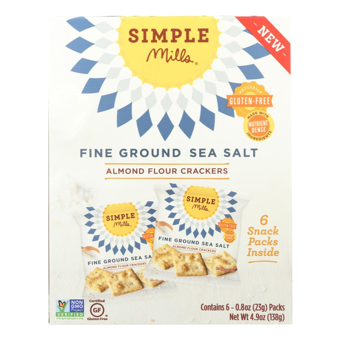 Simple Mills Almond Flour Crackers, Fine Ground Sea Salt (Pack of 6 - 4.9 Oz.)