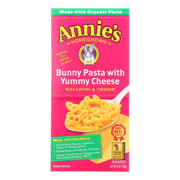 Annie's Homegrown Organic Bunny Pasta Macaroni and Cheese with Yummy Cheese, 6-oz, (Pack of 12)