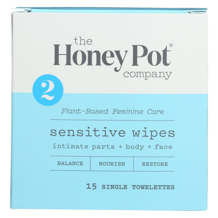Honey Pot Sensitive Intimate Wipes - for Gentle Feminine Care, 15 Ct.