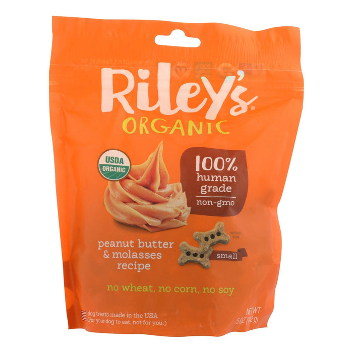 Riley's Organics Organic Dog Treats, Peanut Butter & Molasses Recipe, 5 Oz., Pack of 6