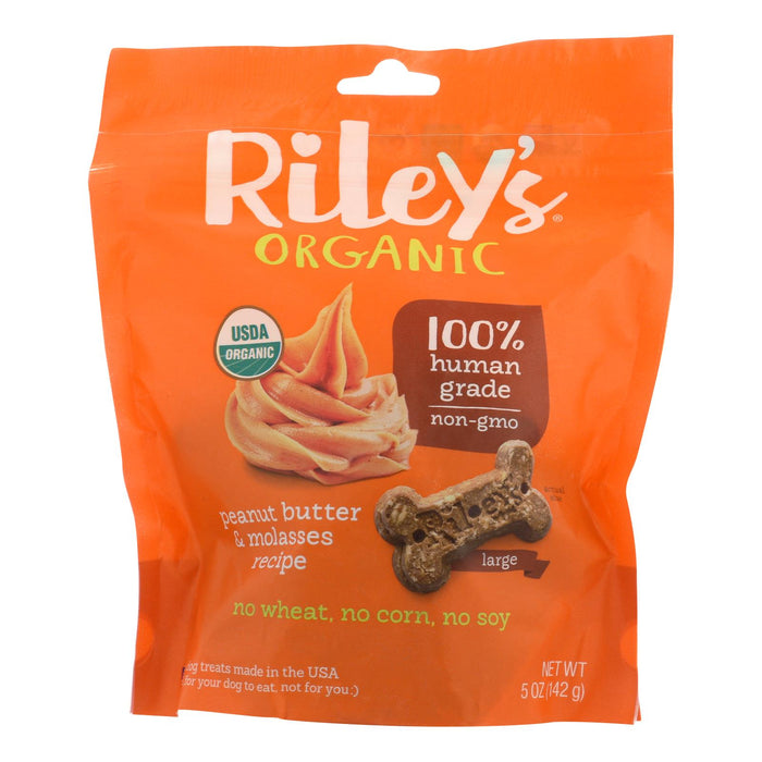 Riley's Organics Organic Peanut Butter & Molasses Dog Treats, 6 Pack - 5 Oz.