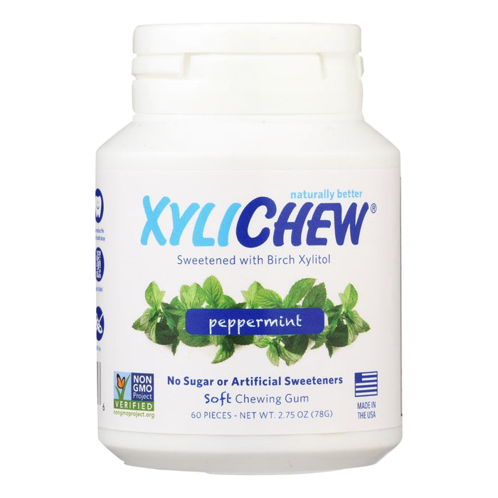 Xylichew Sugar-Free Peppermint Gum, 60-Count Jars (Pack of 4)