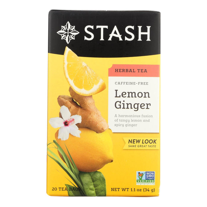 Stash Lemon Ginger Herbal Tea, 20 Tea Bags (Pack of 6)