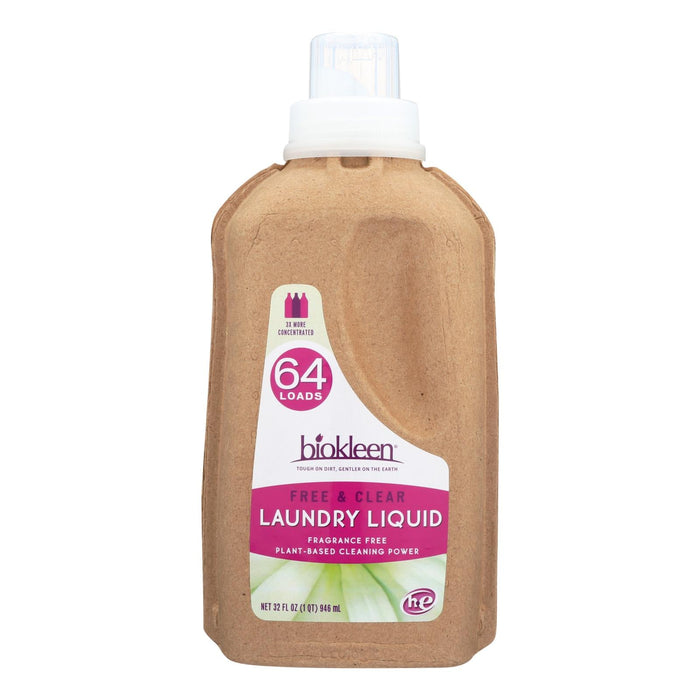 Biokleen Laundry Liquid - Free and Clear for Sensitive Skin (Pack of 6 - 32 Oz.)