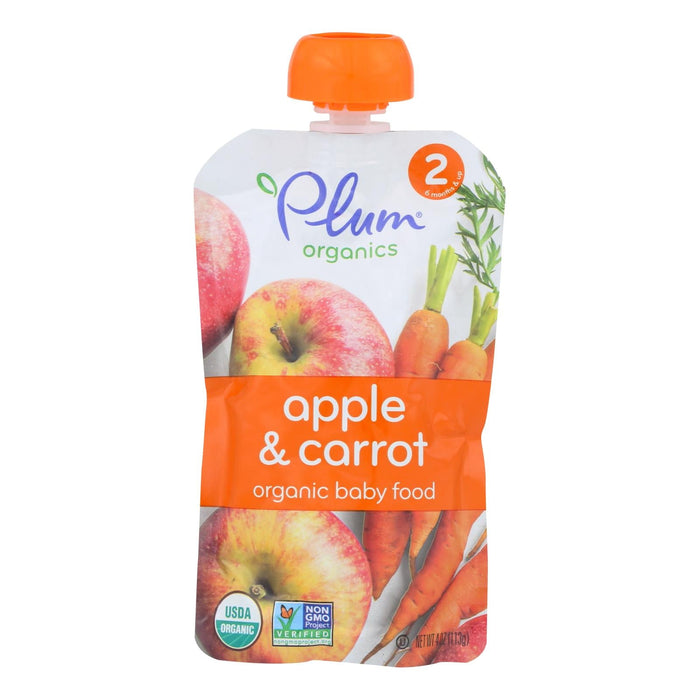 Plum Organics Apple Carrot Baby Food Stage 2 (Pack of 6 - 3.5oz each)