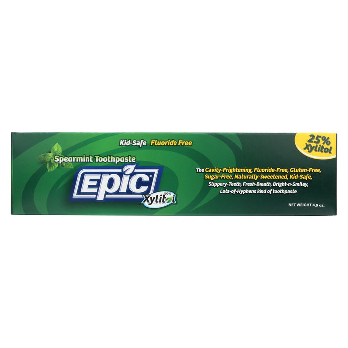 Epic Dental Fluoride-Free Xylitol Toothpaste (Spearmint Fresh Breath, 4.9 Oz.)