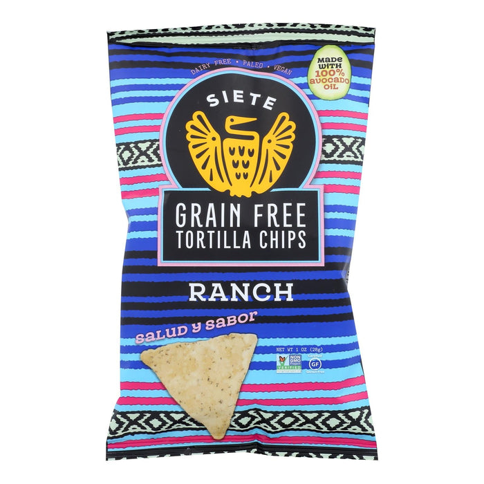 Siete Family Foods Grain Free Tortilla Chips, Ranch (24 Bags, 1 Ounce Each)