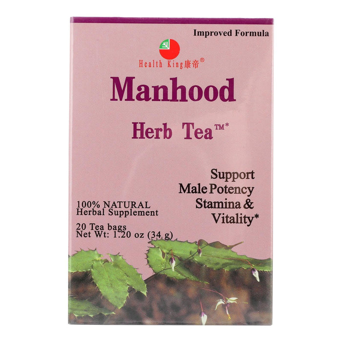 Health King Manhood Herb Tea - 20 Tea Bags - Herbal Supplement for Male Enhancement