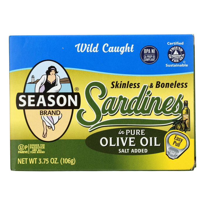 Skinless & Boneless Sardines in Pure Olive Oil, 3.75 Oz (Pack of 12)