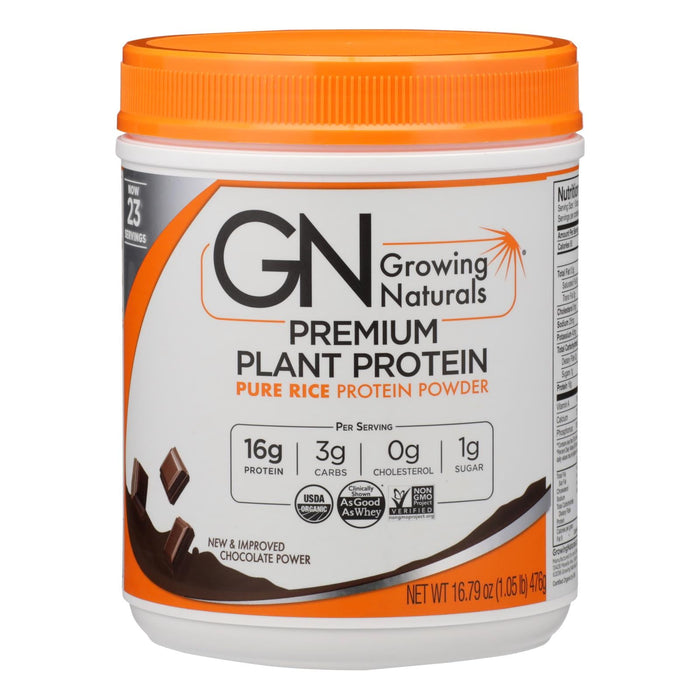 Growing Naturals Organic Chocolate Rice Protein Powder - 16.79 Oz.
