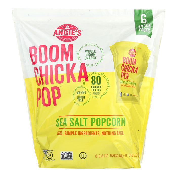 Boomchickapop Angie's Kettle Corn Popcorn - Sea Salt - Pack of 4, 6.6 Oz Bags