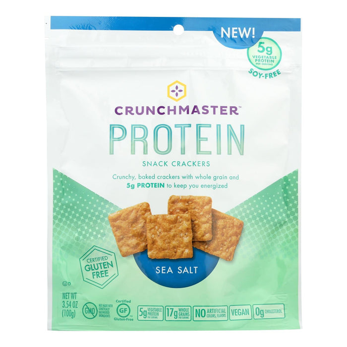 Crunchmaster Protein Crackers - Sea Salt - 3.54 Oz. (Pack of 12)