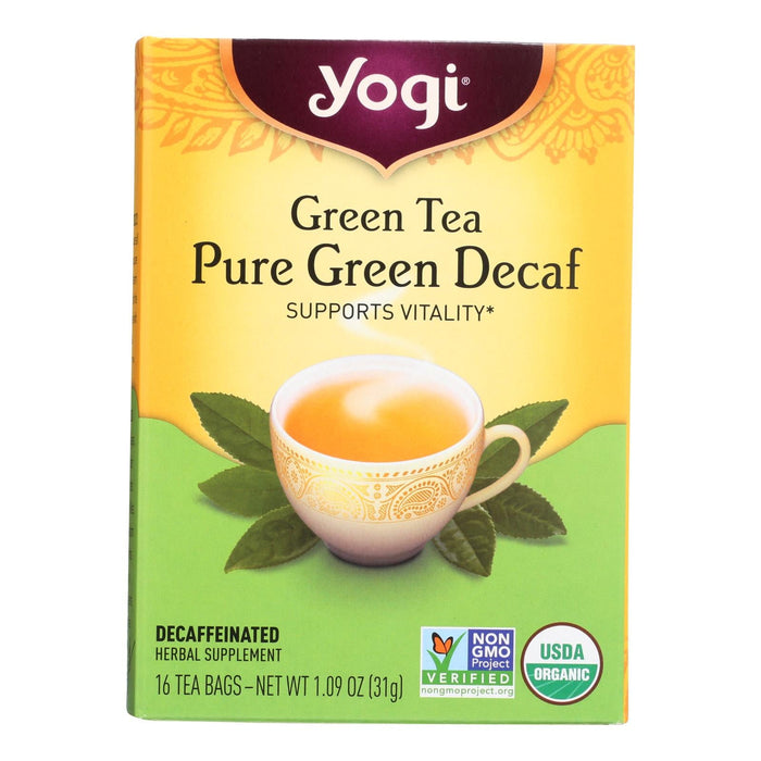 Yogi Organic Green Tea Caffeine-Free, Convenient Pack of 6 (16 Tea Bags Each)