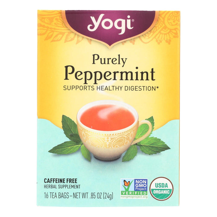 Yogi Purely Peppermint Organic Herbal Tea (Pack of 6 - 16 Tea Bags)