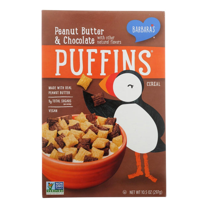 Barbara's Bakery - Puffins Cereal - Peanut Butter And Chocolate - Case Of 12 - 10.5 Oz.