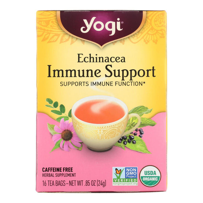 Yogi Immune Support Tea: Echinacea, Elderberry & Rose Hips (16 Tea Bags/Pack, Pack of 6)