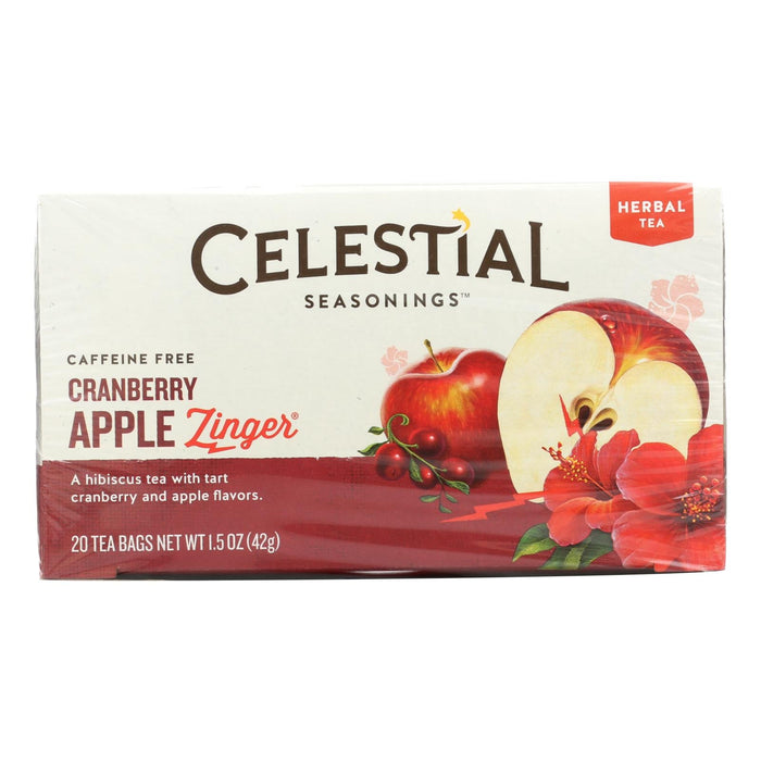 Celestial Seasonings Cranberry Apple Zinger Herbal Tea, Caffeine-Free (Pack of 6 - 20 Tea Bags)