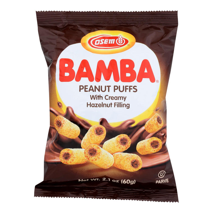 Osem Bamba Peanut Puffs with Hazelnut Cream, Case of 20, 2.1 Ounce