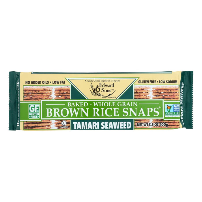 Edward And Sons Brown Rice Snaps - Tamari Seaweed 12-Pack - 3.5 Oz.