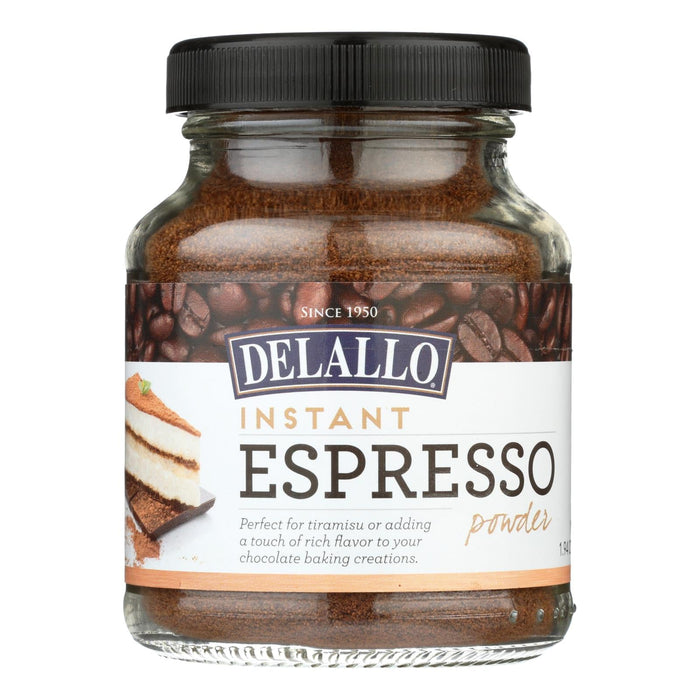 DeLallo Instant Espresso Powder (Dark Roast Coffee) for Baking & Tiramisu - Case of 6 x 1.94 Oz Jars