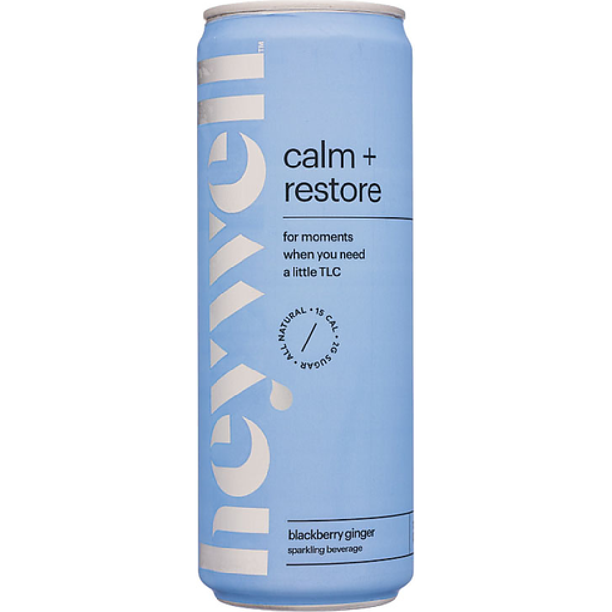 Heywell - Sparkling Water - Calm Restore - Blackberry Ginger -  12 Fl Oz - Pack of 12