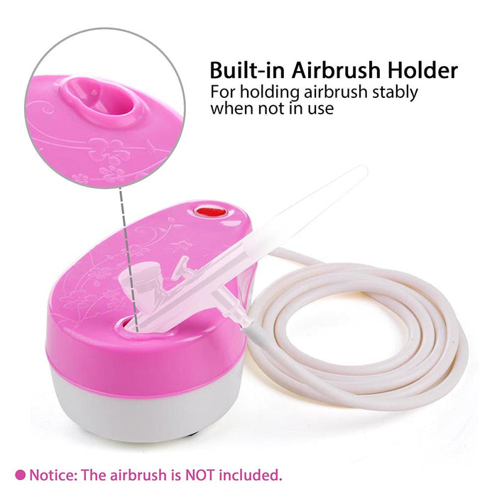 Yescom Airbrush Air Compressor w/ Built-in Holder Pink