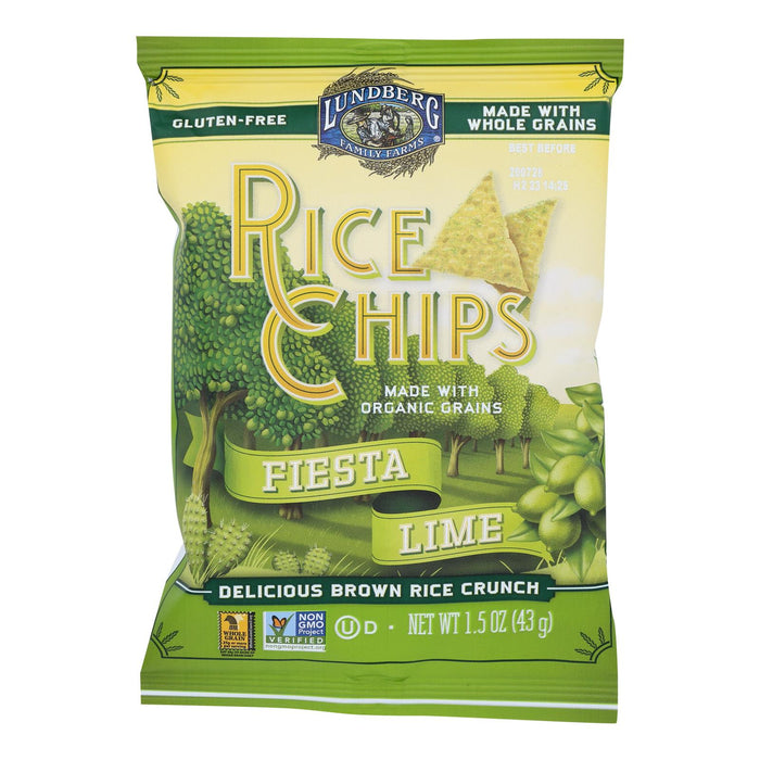 Lundberg Family Farms Fiesta Lime Organic Rice Chips | Gluten-Free Whole Grain Snacks (Case of 24, 1.5 oz Bags)
